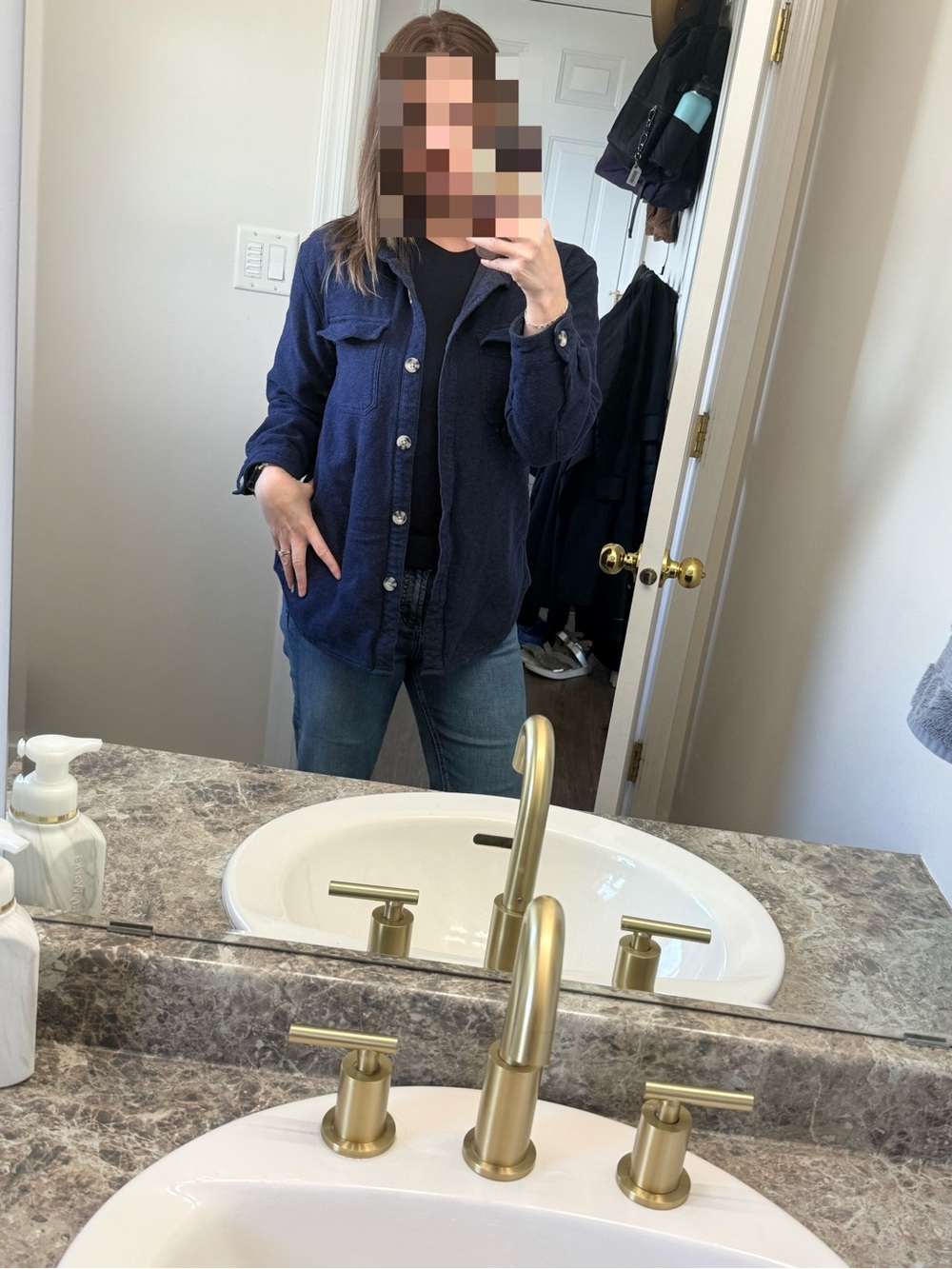 Women's Navy Fleece Shacket - Ripzone